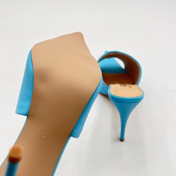 FOWT Blue Pointed Toe Mules Slide Sandals Stylish Thin High Heel Elegant Shoes - Picture 5 of 7